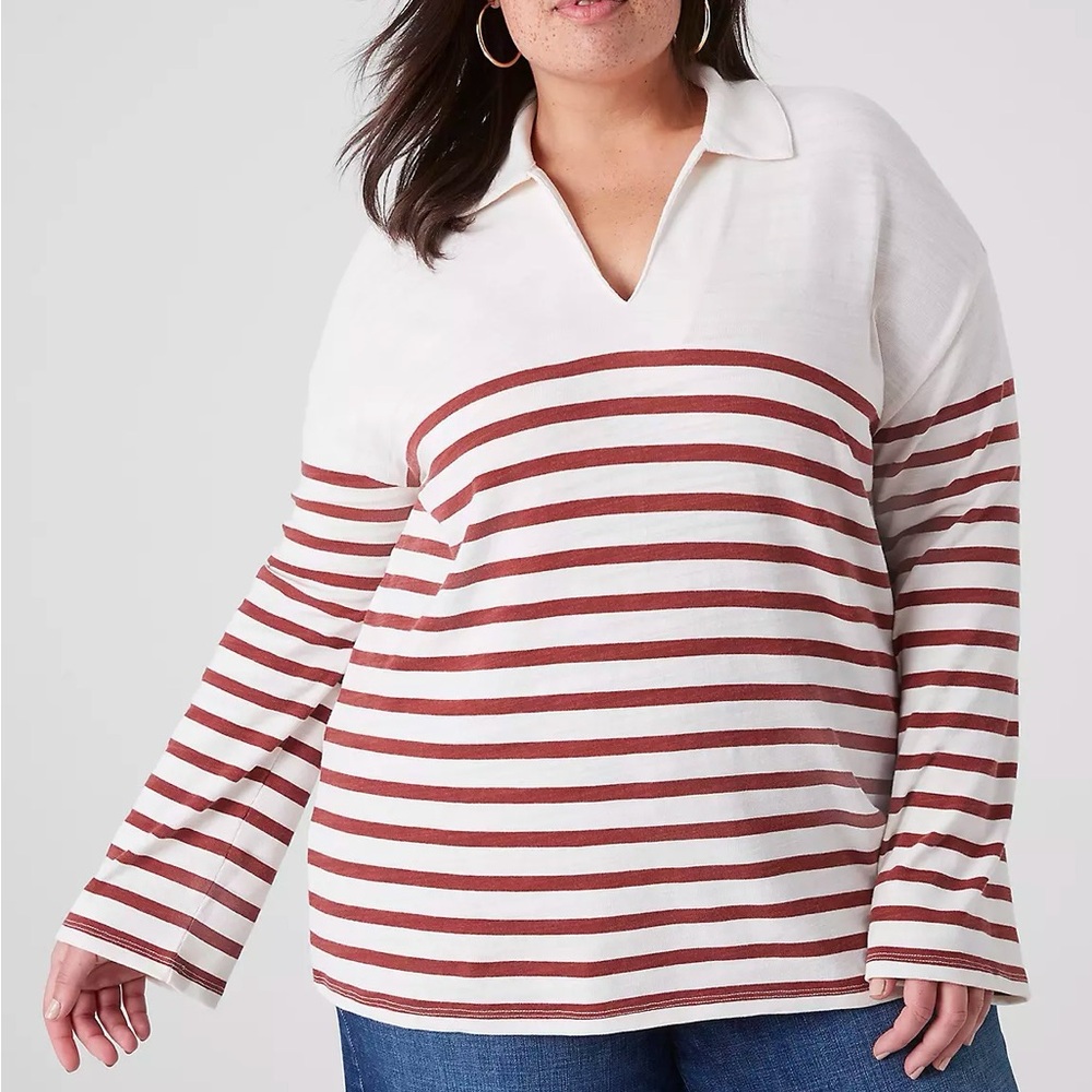 Lane Bryant Cream Collared Top